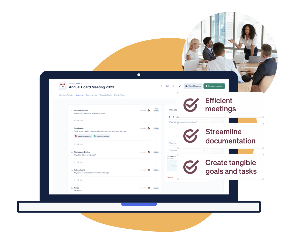 Boardable: efficient mettings, streamline documentation, create tangible goals and tasks.