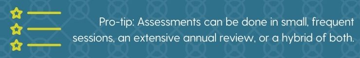 Board assessments can be done in small or large chunks.