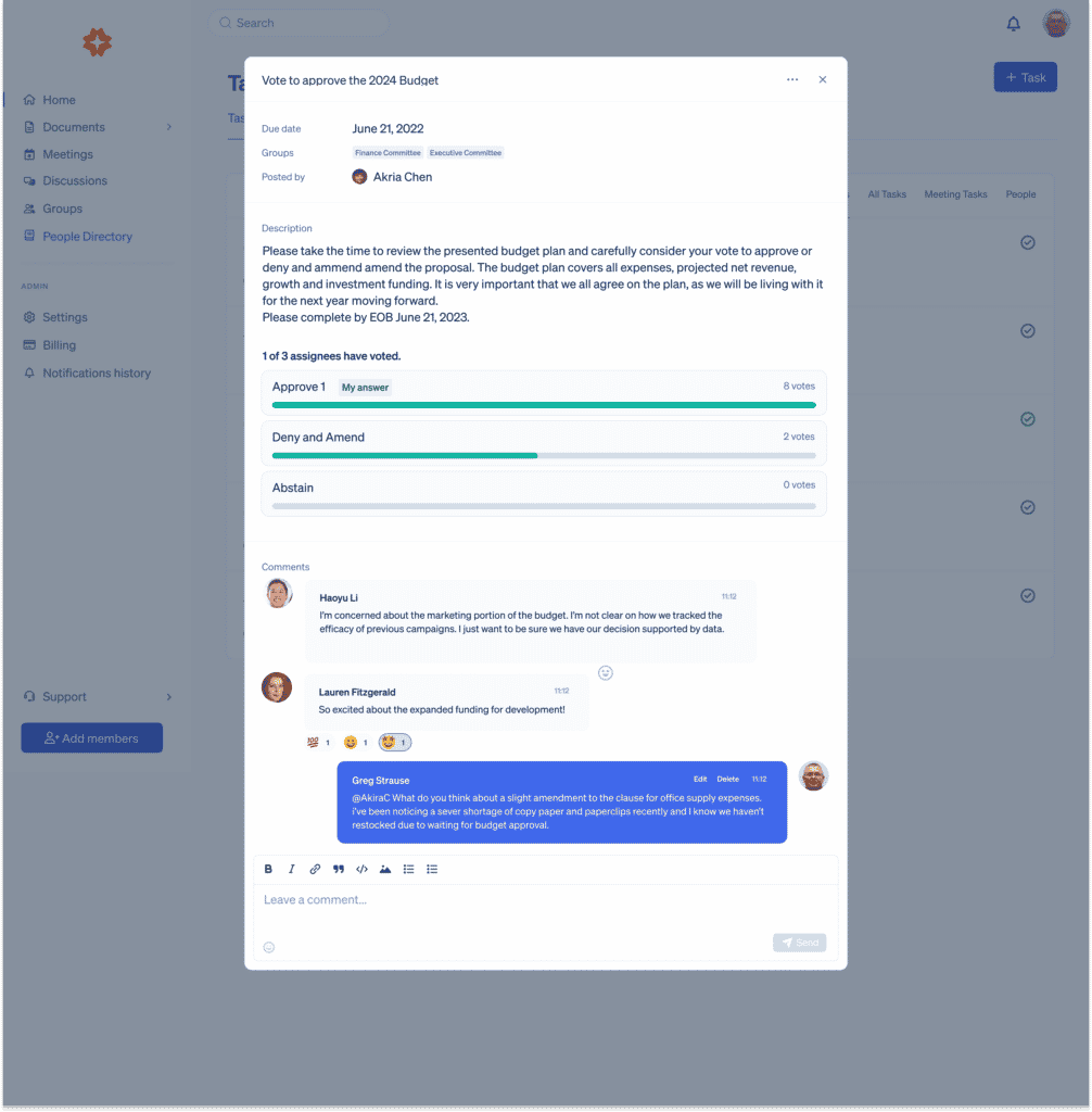 Nonprofit boards can use polls and voting with Boardable.