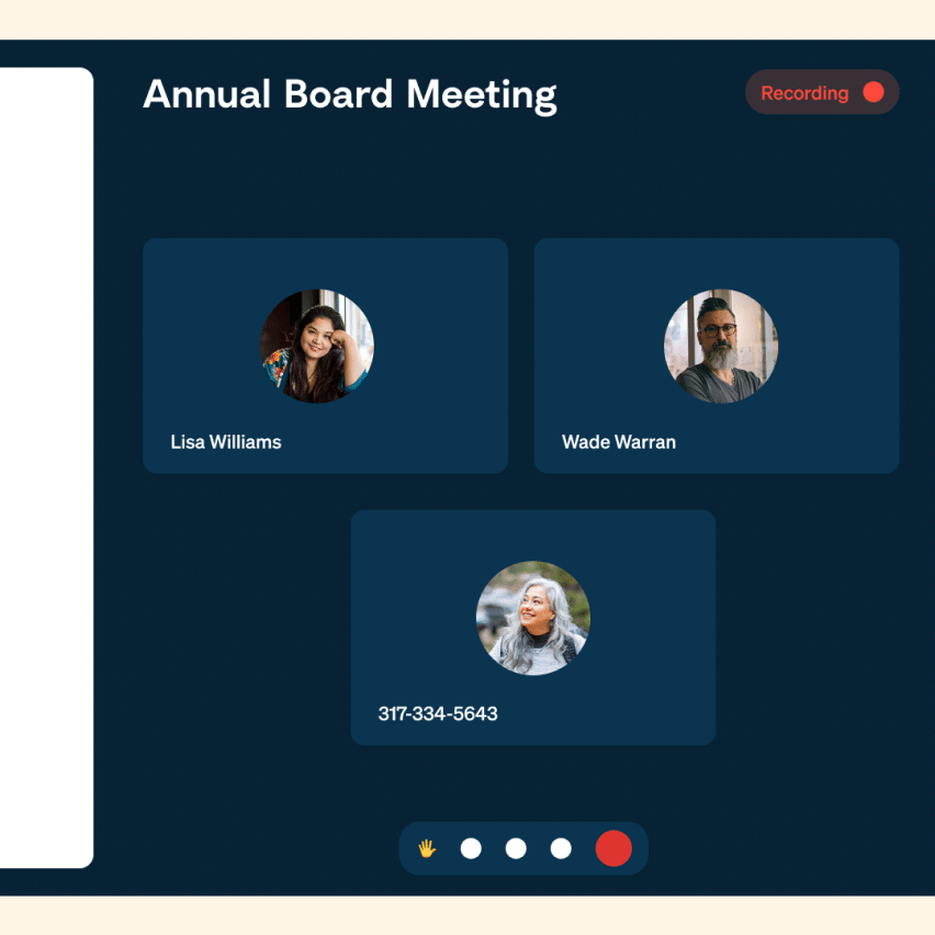Stylized screenshot of product video chat feature