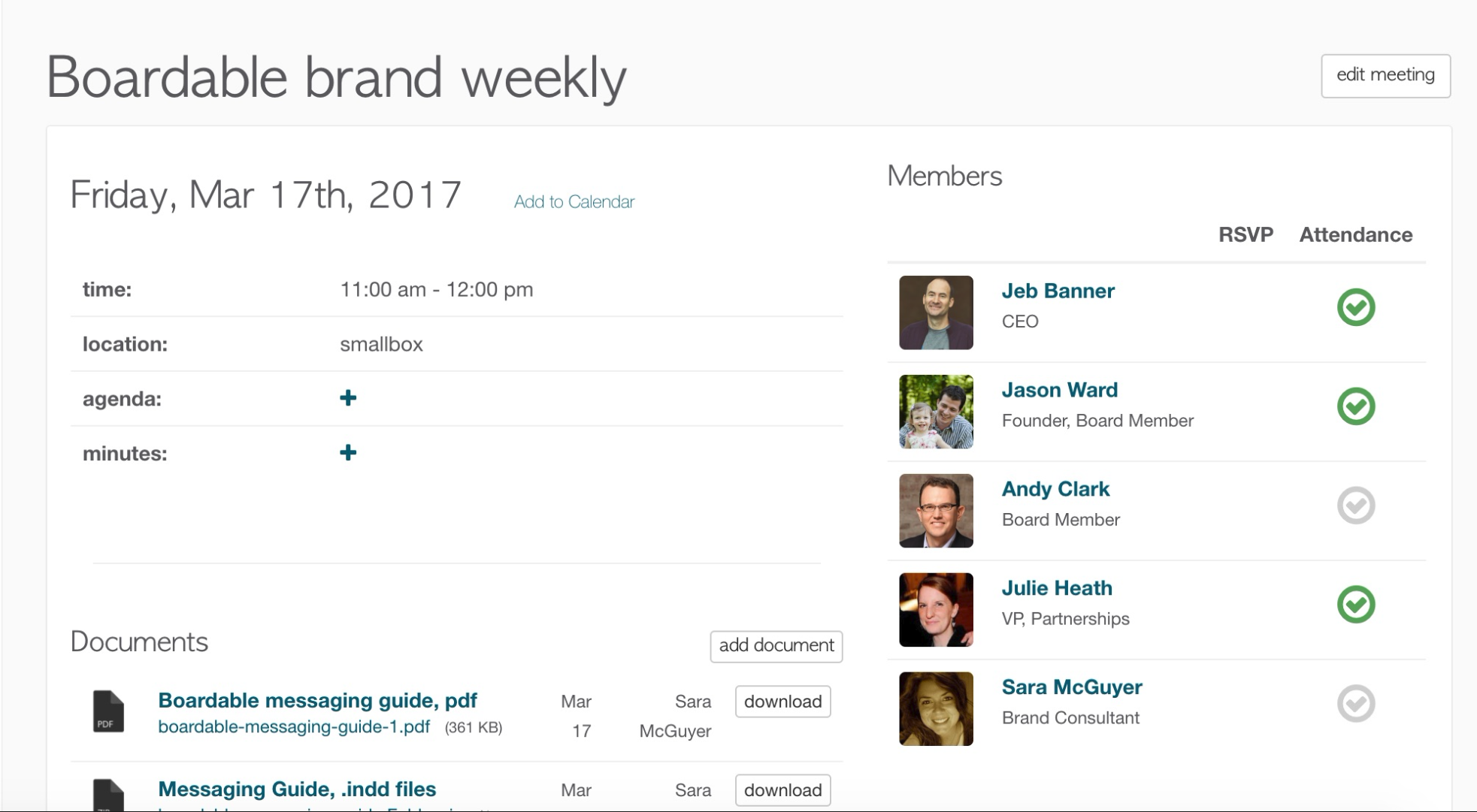 Boardable Board Management Feature - Meeting Attendance - March 2017