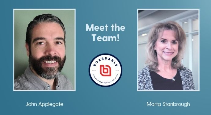 Meet Marta Stanbrough and John Applegate, two account reps at Boardable who love to help nonprofits find board software solutions that work for their needs.