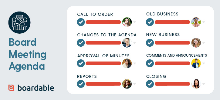 Consider using this final board meeting agenda template which features a more traditional way to order meetings.