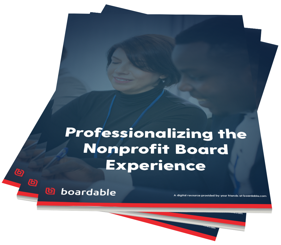 Ebook Cover: Guide to Professionalizing the Nonprofit Board Experience - Boardable Ebook