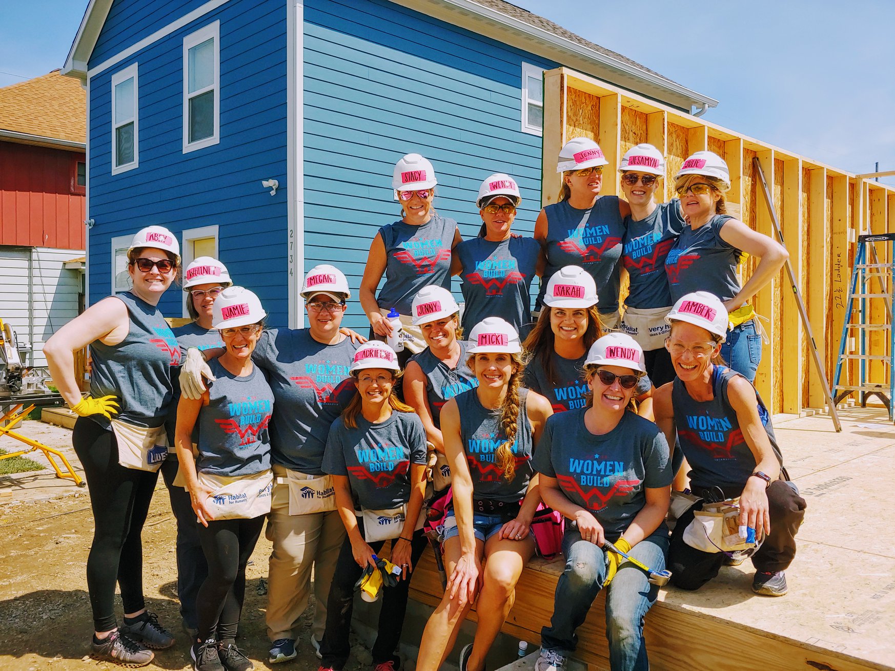 Julie Perry volunteering with Habitat for Humanity of Greater Indianapolis in its annual Women Build initiative.