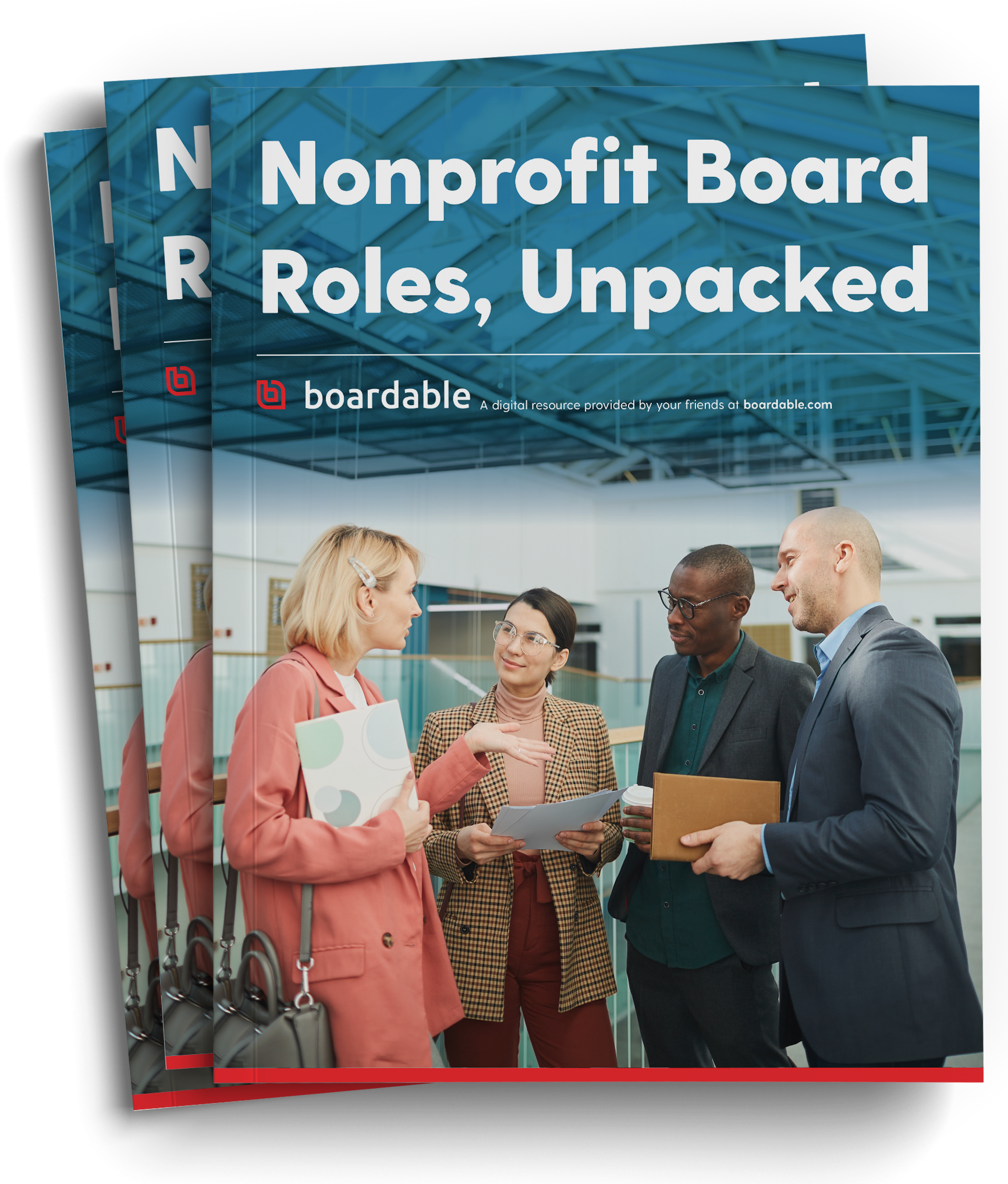 Cover image for free ebook from Boardable, "Nonprofit Board Roles, Unpacked."