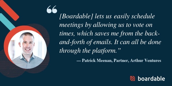 Patrick Meenan quote about Boardable's board management software.