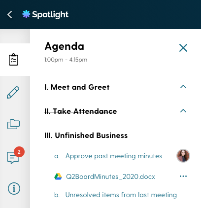 Spotlight gives you access to all the virtual board meeting tools your team needs.