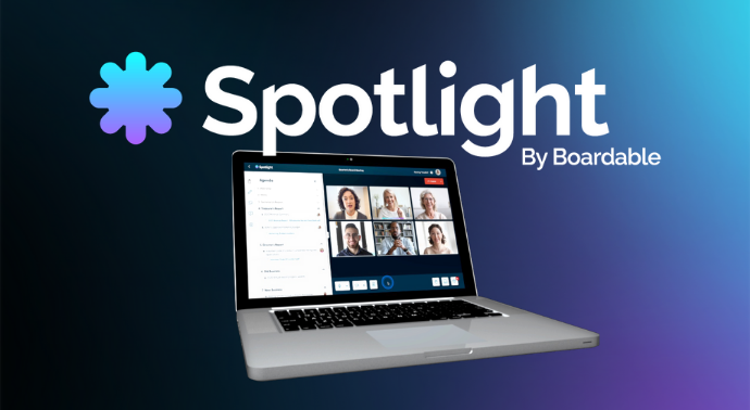 Spotlight By Boardable, logo and image of laptop with Spotlight software.